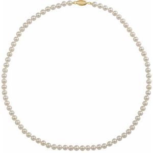 14K Yellow Gold Cultured White Freshwater Pearl 16" Necklace