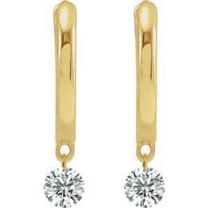 14K Yellow Gold Vermeil 1/3 CTW Drilled Lab-Grown Diamond Hinged Hoop Earrings – image 2