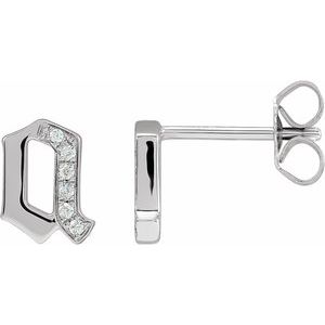 14K White Gold .03 CTW Natural Diamond Gothic Initial A Earring