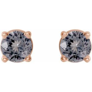 14K Rose Gold 3 mm Natural Gray Spinel Earrings – image 2