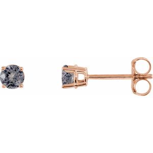 14K Rose Gold 3 mm Natural Gray Spinel Earrings