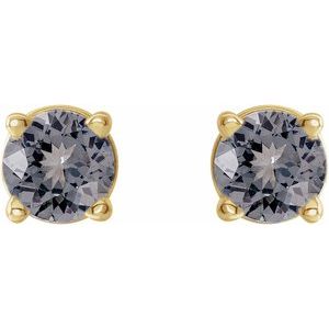 14K Yellow Gold 3 mm Natural Gray Spinel Earrings – image 2
