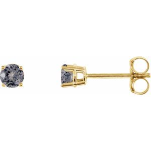 14K Yellow Gold 3 mm Natural Gray Spinel Earrings