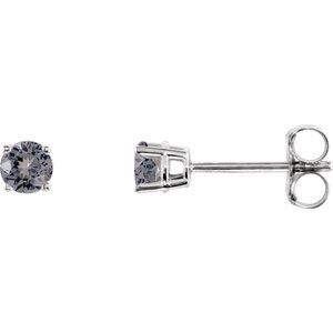 14K White Gold 3 mm Natural Gray Spinel Earrings