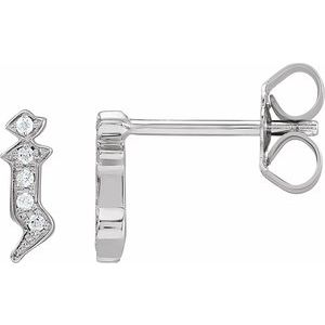 14K White Gold .025 CTW Natural Diamond Gothic Initial J Earring