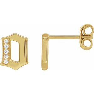 14K Yellow Gold .02 CTW Natural Diamond Gothic Initial O Earring