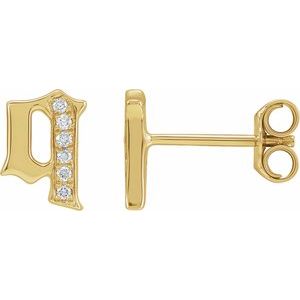 14K Yellow Gold .03 CTW Natural Diamond Gothic Initial Q Earring
