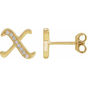 14K Yellow Gold .04 CTW Natural Diamond Gothic Initial X Earring