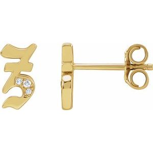 14K Yellow Gold .01 CTW Natural Diamond Gothic Initial Z Earring