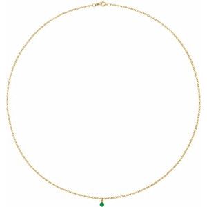 14K Yellow Gold Natural Emerald 16" Necklace