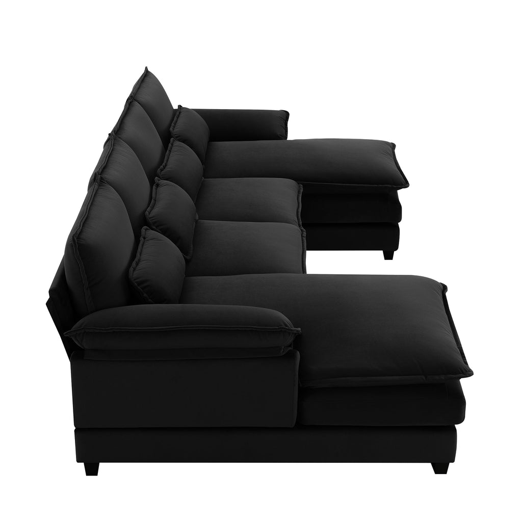 110*55' Modern U-shaped Sectional Sofa with Waist Pillows,6-seat Upholstered Symmetrical Sofa Furniture,Sleeper Sofa Couch with Chaise Lounge for Living Room,Apartment,5 Colours