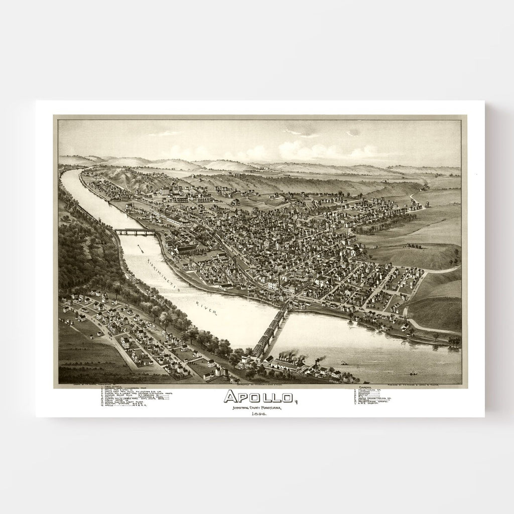 Vintage Map of Apollo, Pennsylvania 1896
