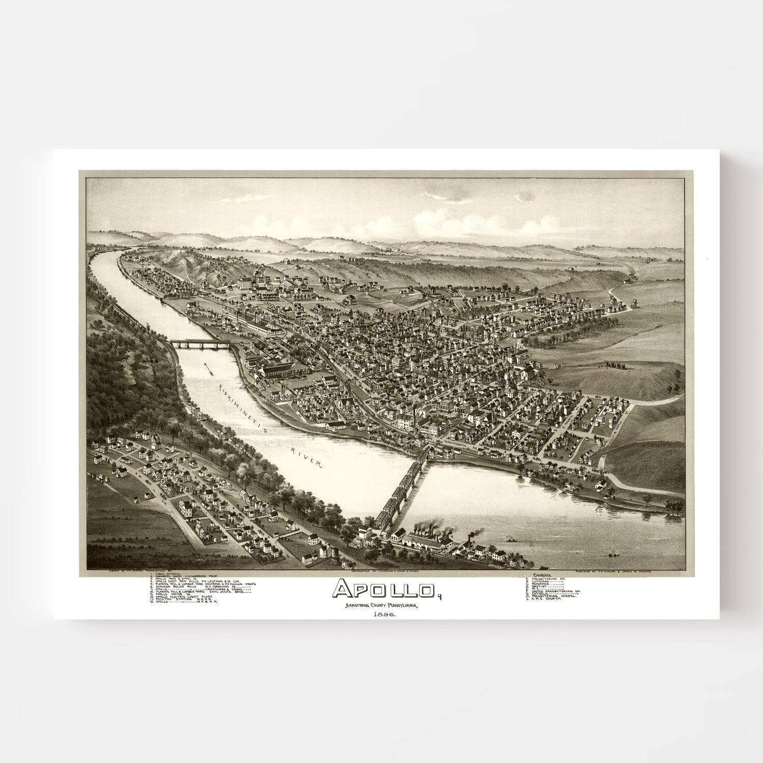 Vintage Map of Apollo, Pennsylvania 1896