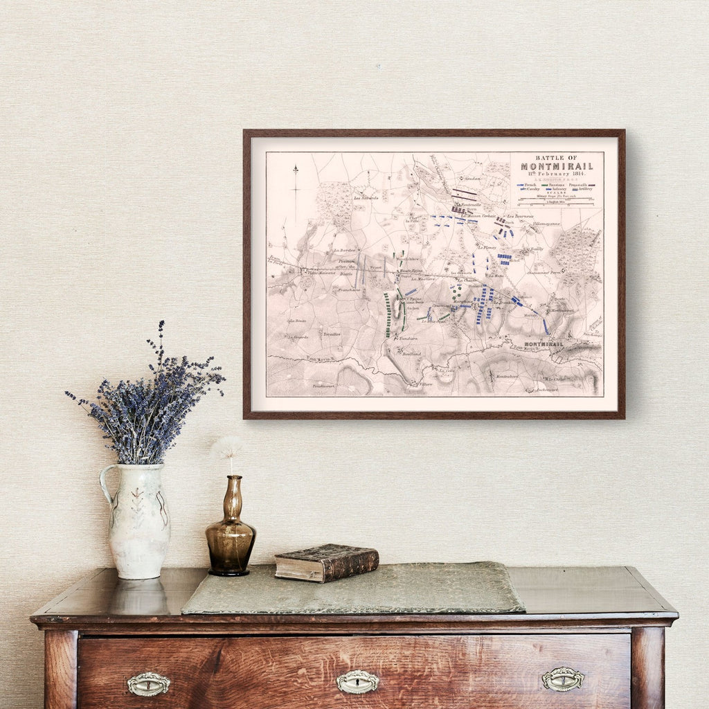 Vintage Map of the Battle of Montmirail, 1814