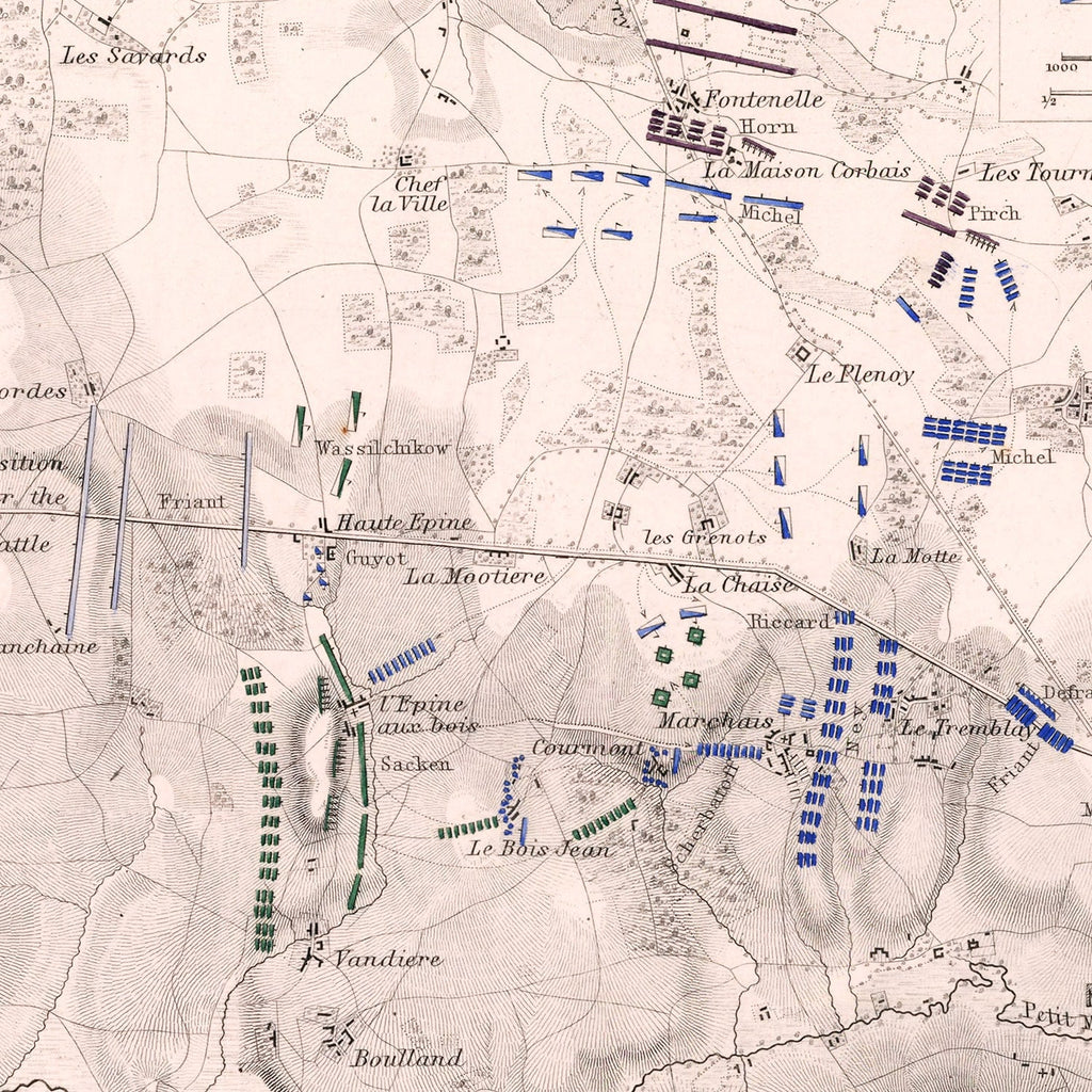 Vintage Map of the Battle of Montmirail, 1814