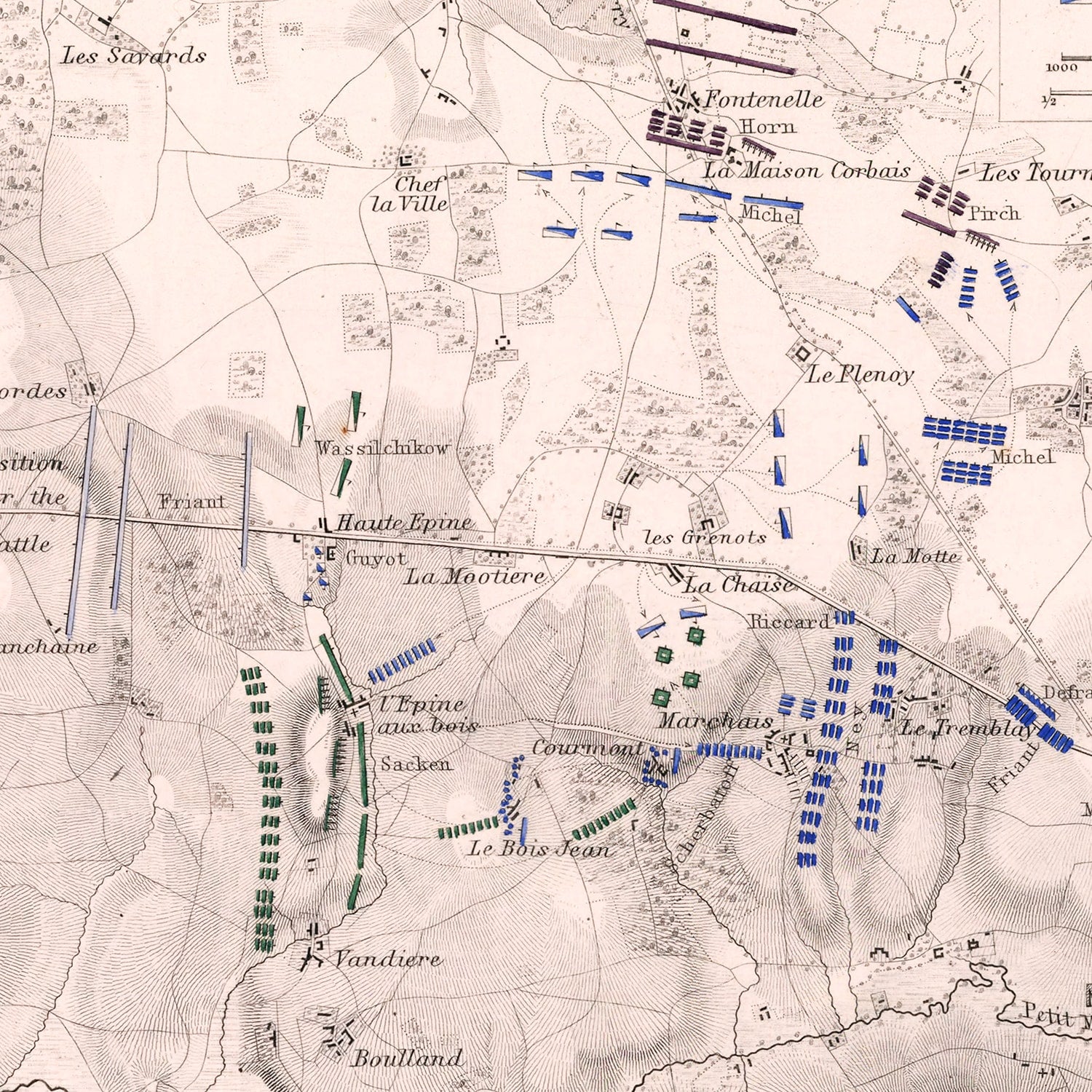 Vintage Map of the Battle of Montmirail, 1814