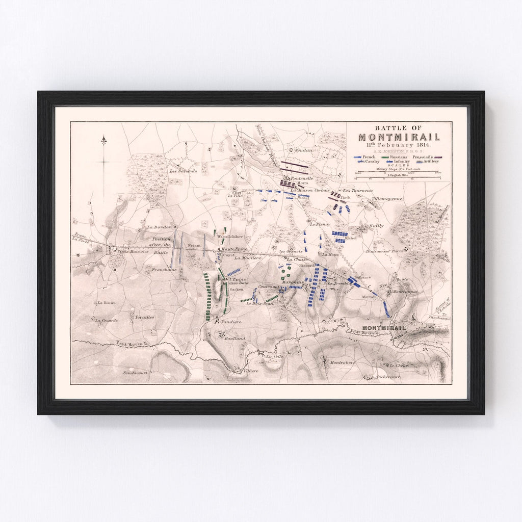 Vintage Map of the Battle of Montmirail, 1814