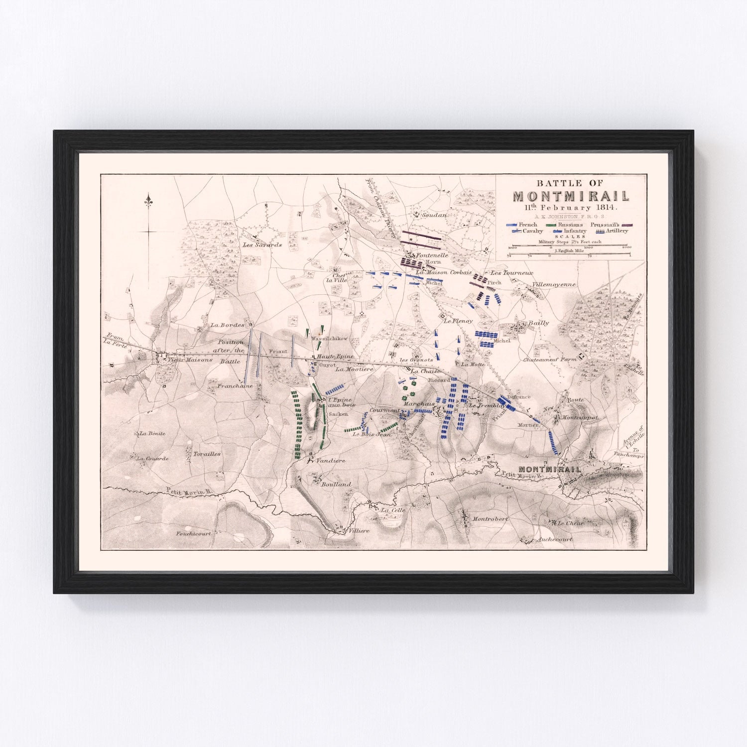 Vintage Map of the Battle of Montmirail, 1814