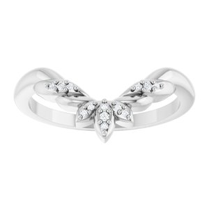 Platinum .03 CTW Natural Diamond Floral-Inspired Contour Band