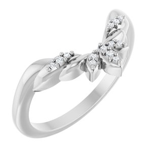 Platinum .03 CTW Natural Diamond Floral-Inspired Contour Band