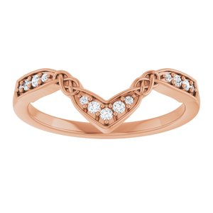14K Rose .08 CTW Natural Diamond Celtic-Inspired Contour Band