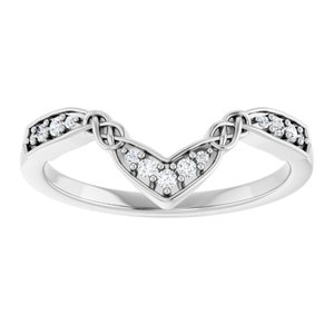 Platinum .08 CTW Natural Diamond Celtic-Inspired Contour Band