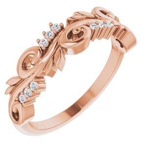 14K Rose .08 CTW Natural Diamond Floral Anniversary Band