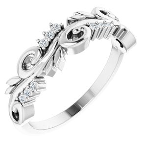 Platinum .08 CTW Natural Diamond Floral Anniversary Band