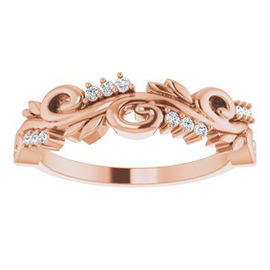 14K Rose .08 CTW Natural Diamond Floral Anniversary Band