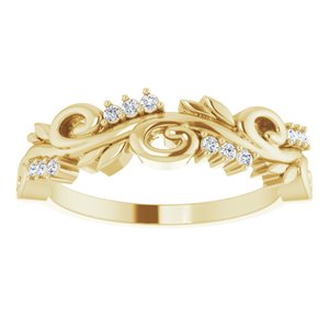 14K Yellow .08 CTW Natural Diamond Floral Anniversary Band