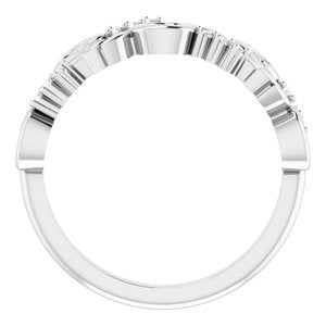 14K White .08 CTW Natural Diamond Floral Anniversary Band