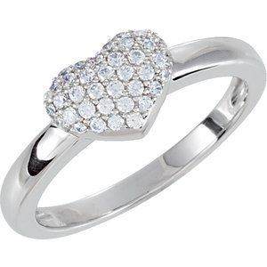 Sterling Silver Imitation White Cubic Zirconia Pav��-Style Heart Ring