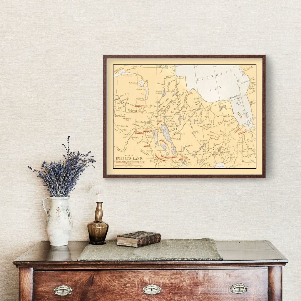 Vintage Map of Rupert's Land on Hudson Bay, 1862