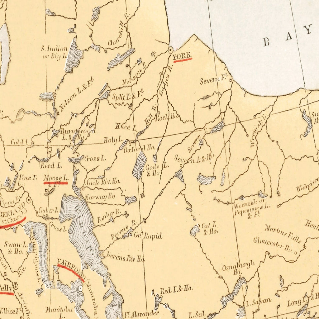 Vintage Map of Rupert's Land on Hudson Bay, 1862