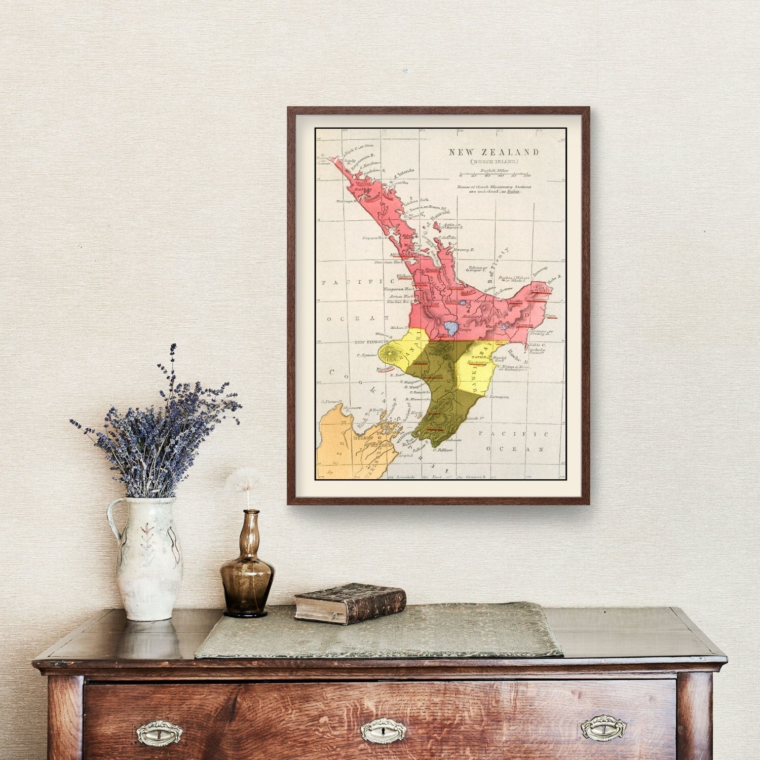 Vintage Map of New Zealand 1862