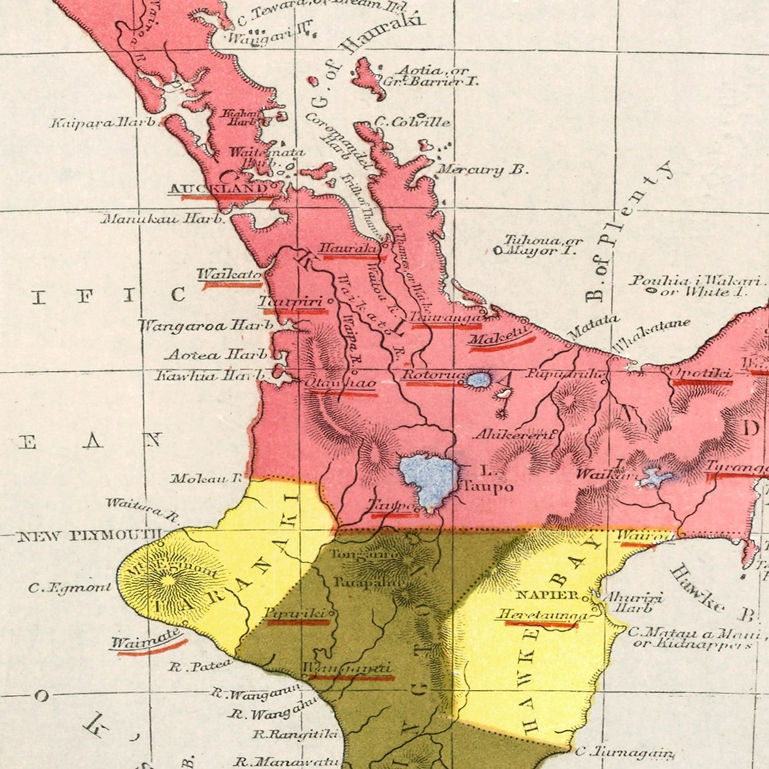 Vintage Map of New Zealand 1862
