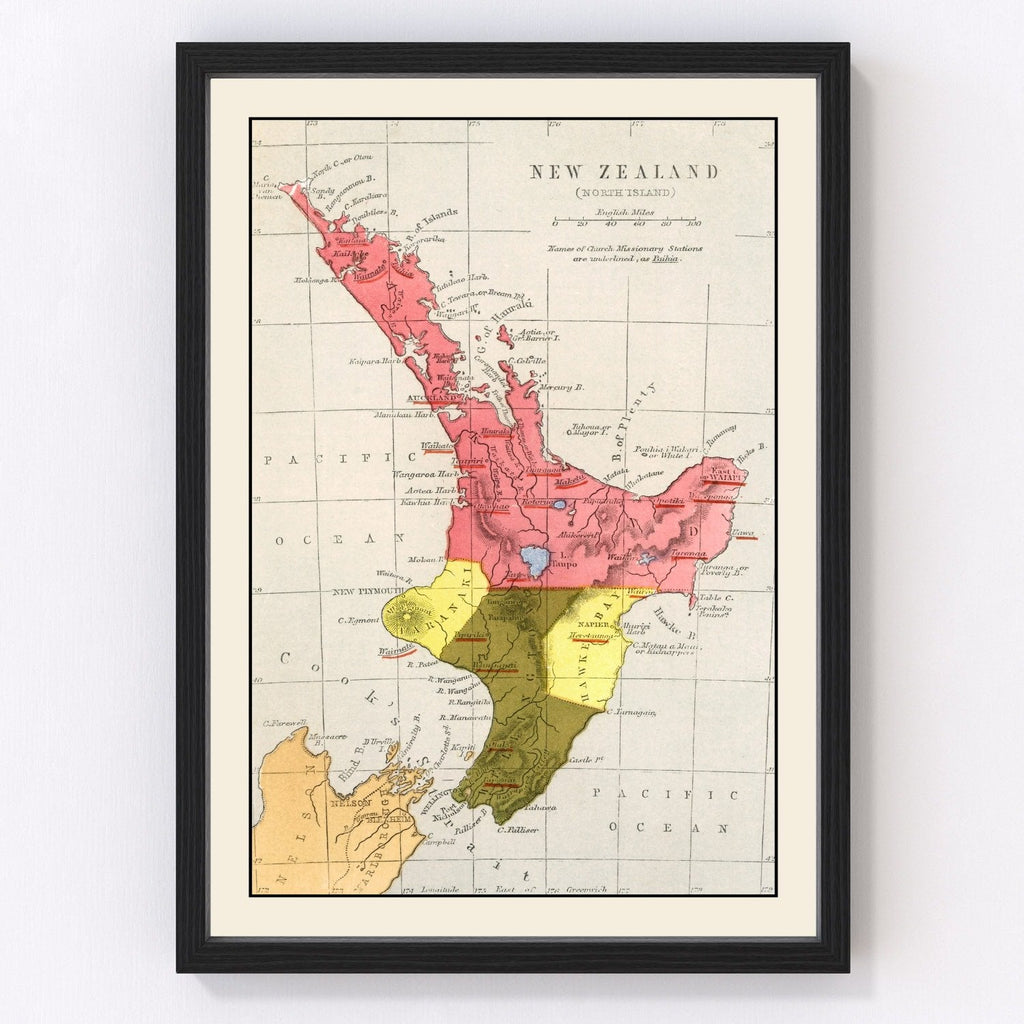 Vintage Map of New Zealand 1862