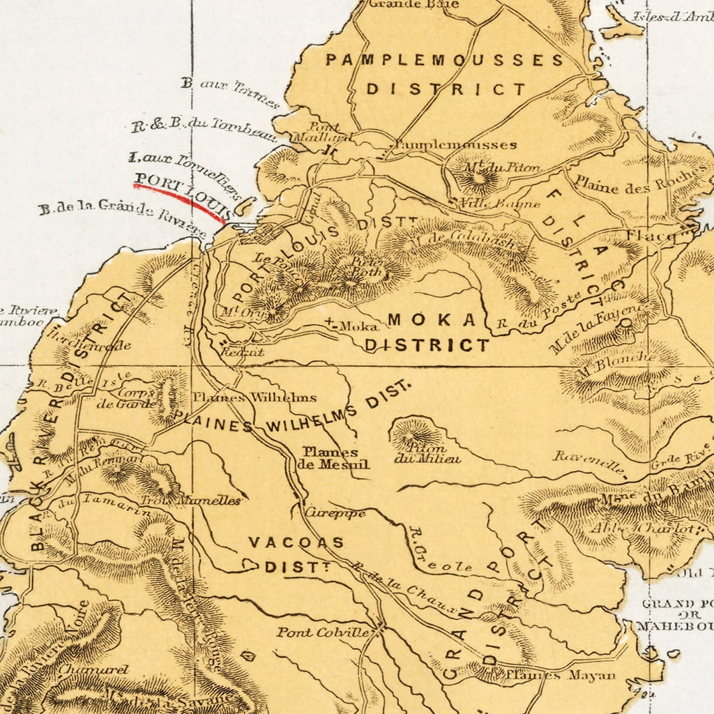Vintage Map of Mauritius, 1862