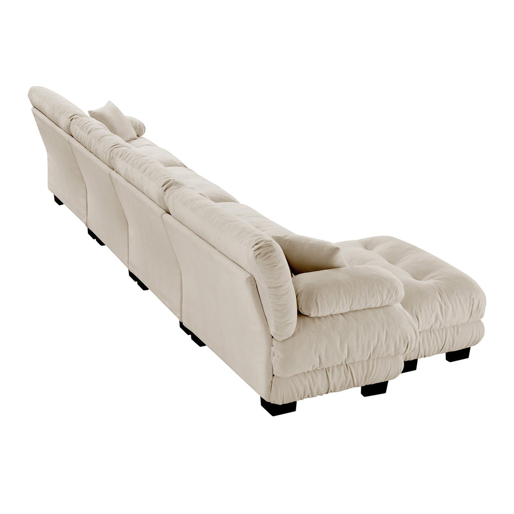 Free Combination, Modular Sectional Sofa,L Shaped Couch for Living Room, 4-Seater Comfy Cloud Couch with Convertible Ottoman, , Chenille Light coffee