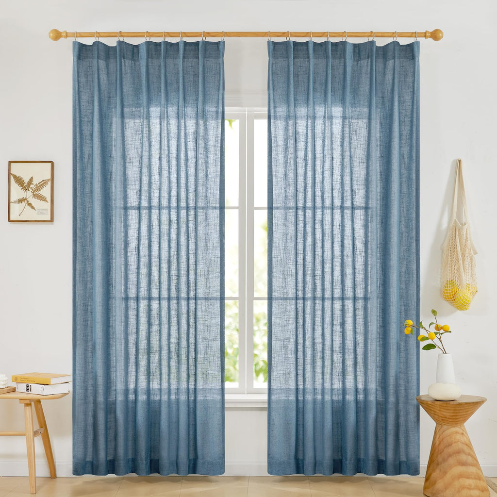 Light Filtering Linen Drapes, Back Tab & Rod Pocket