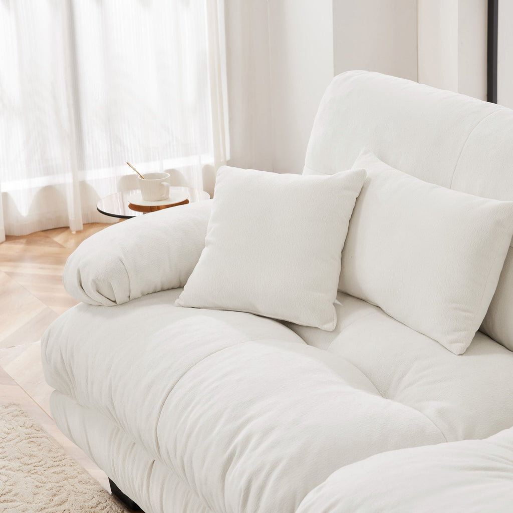 Luxury Modular Sectional Sofa Couch,Oversized L Shaped Cloud Couch for Living Room,Deep Seat Sofa Couch with Convertible Ottoman,Chenille White