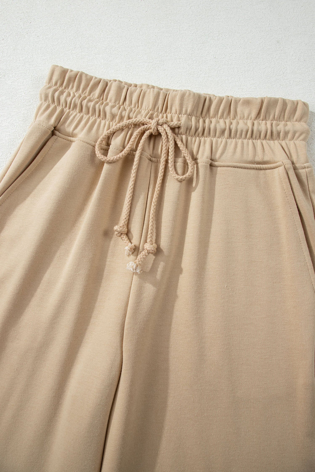Solid Tee & Wide Leg Raw Hem Pants Set