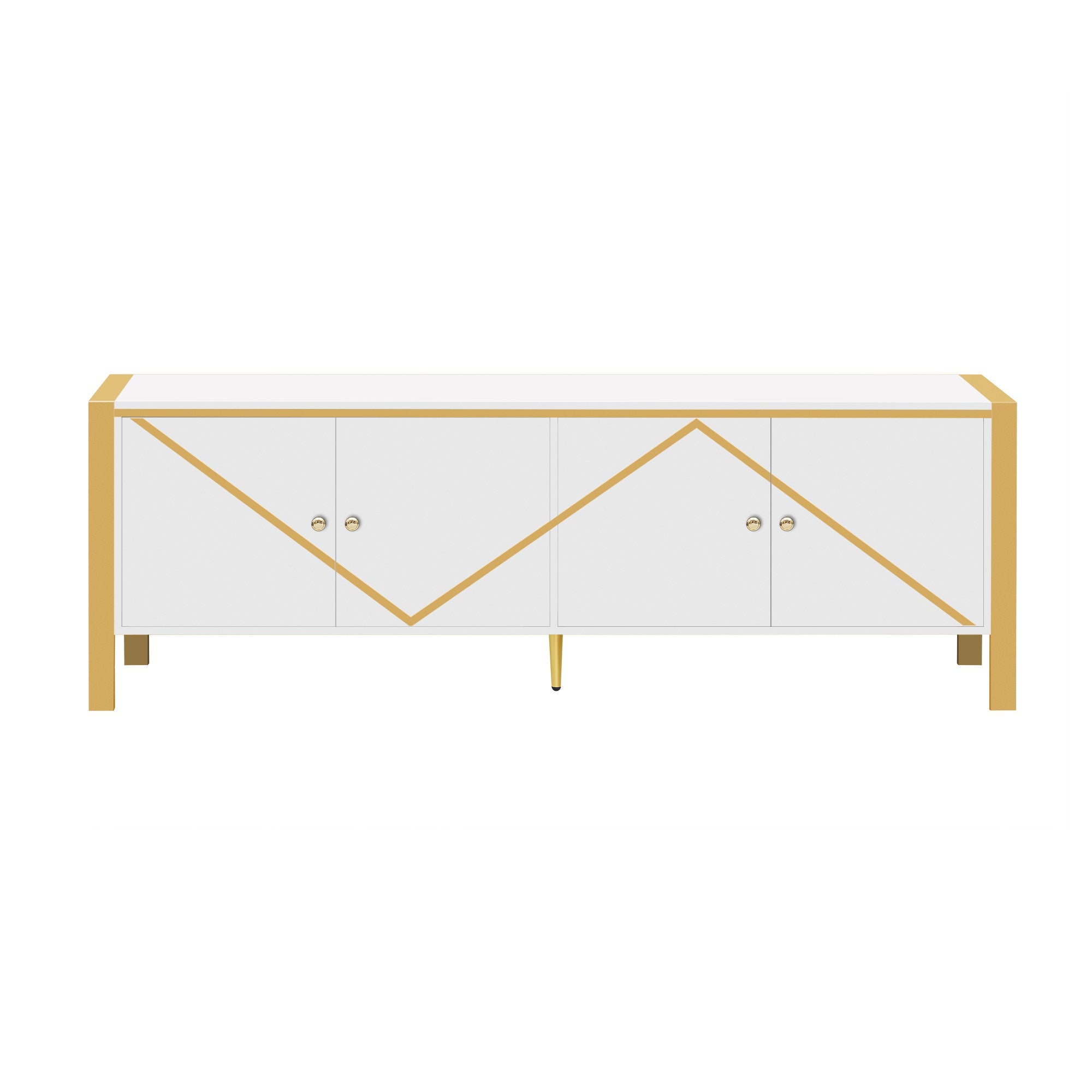 U-Can 70.9''Modern Minimalist TV Stand for TVs up to 75 Inches, Entertainment Center Media Console Cabinet with 2 Spacious Cabinets for Living room