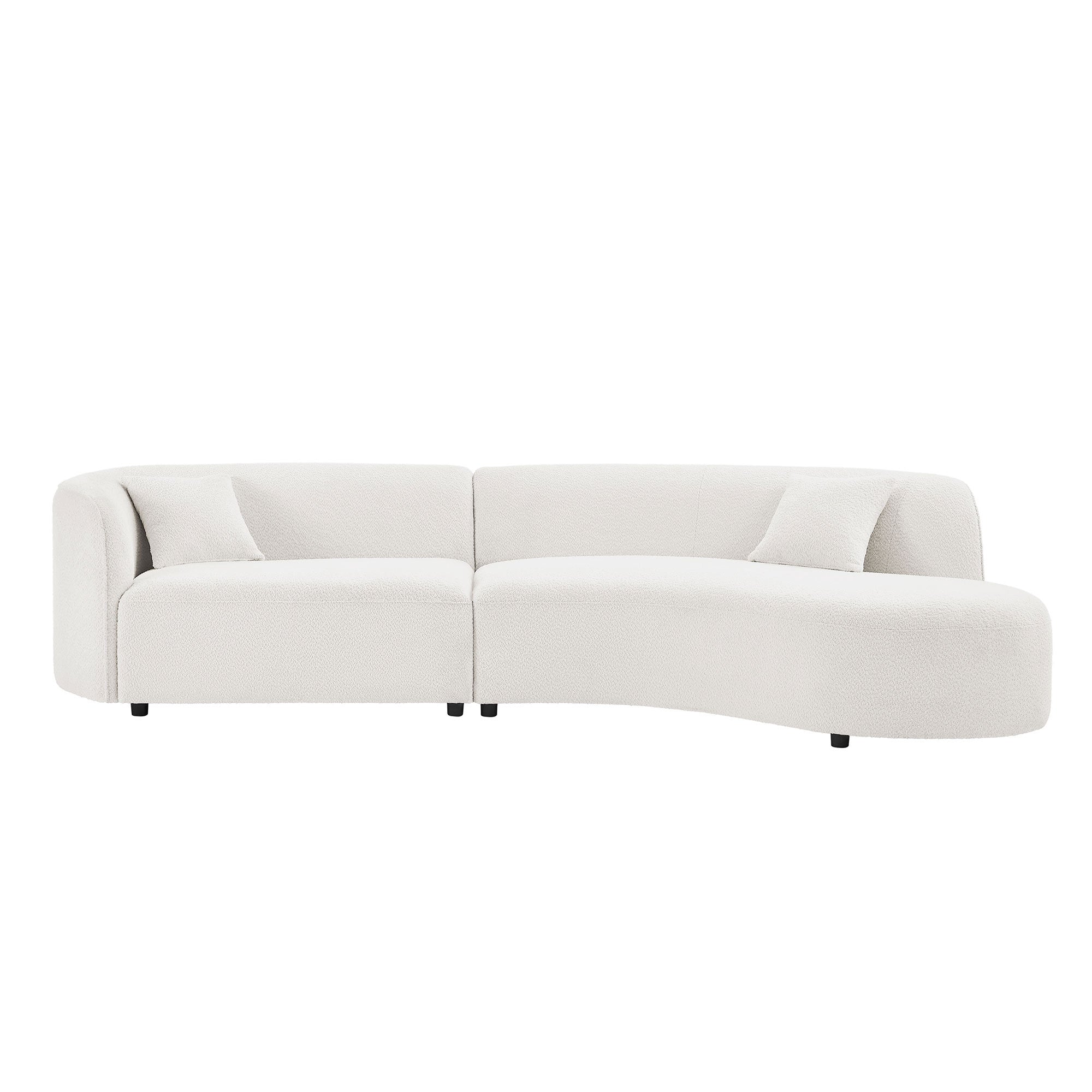 Luxury Modern Style Living Room Upholstery Curved Sofa with Chaise 2-Piece Set, Right Hand Facing Sectional,  Boucle Couch, White