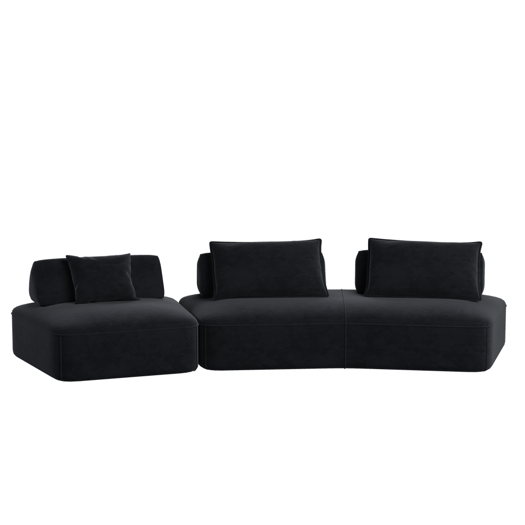 139' Modern Light Luxury Oversized Modular Sectional Sofa Set,DIY Upholstered Fluffy Chenille Sofa with Removable Backrests and Soft Pillows,Deep Seat Couch & Sofa Bed for Living Room,Office,Dark Grey