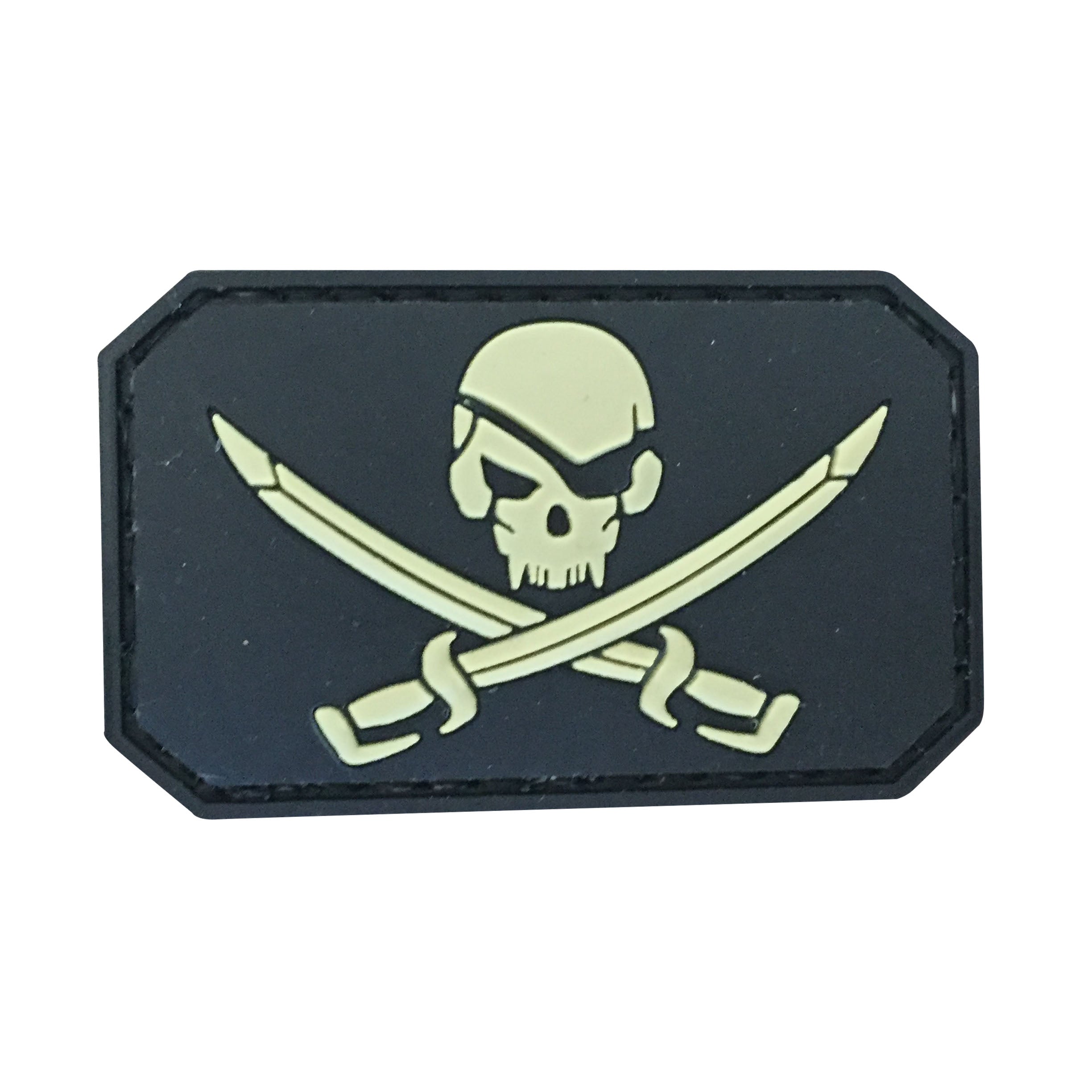 Glow In The Dark Skull and Cross Bones PVC Patch