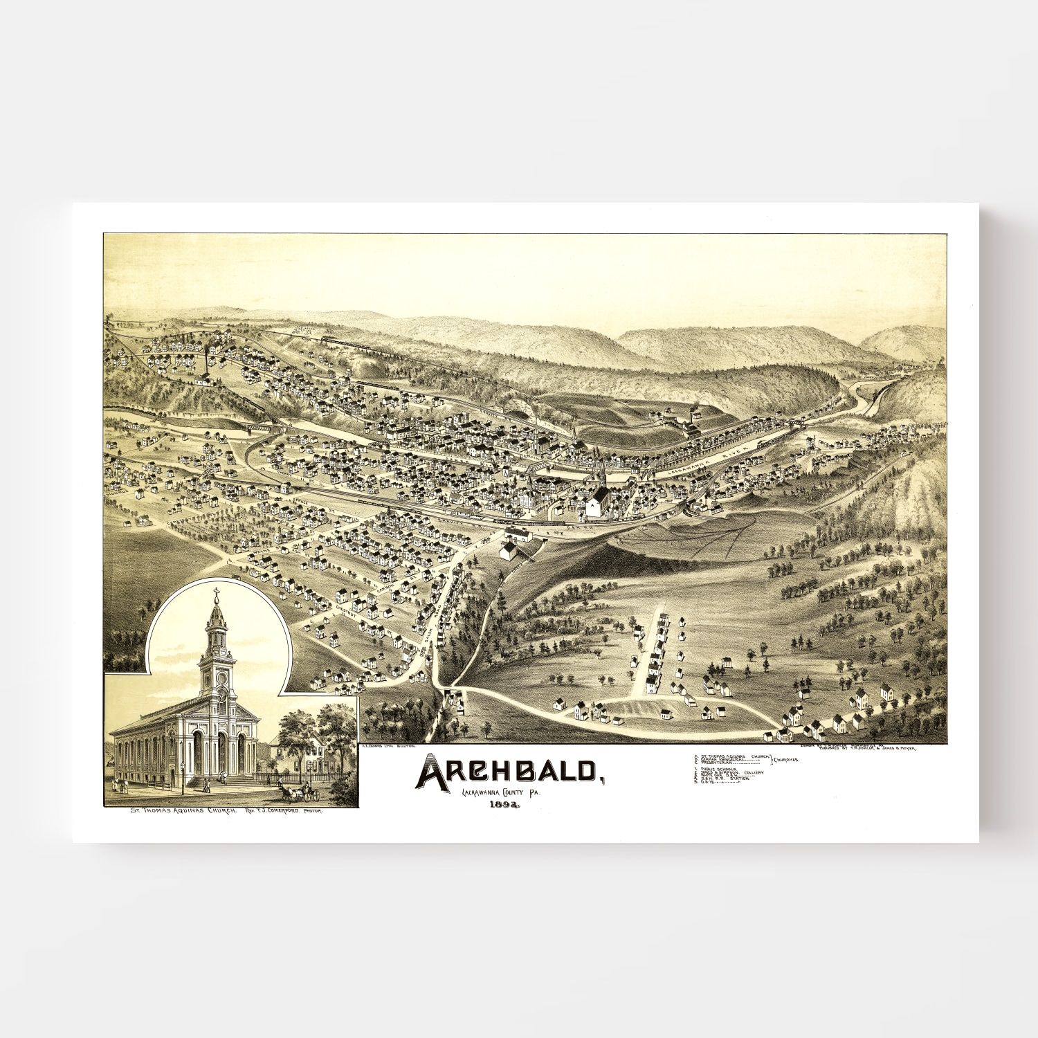 Vintage Map of Archbald, Pennsylvania 1892