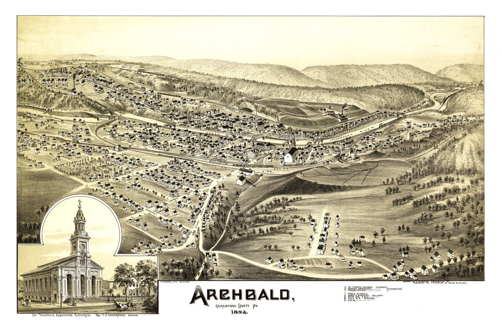 Vintage Map of Archbald, Pennsylvania 1892