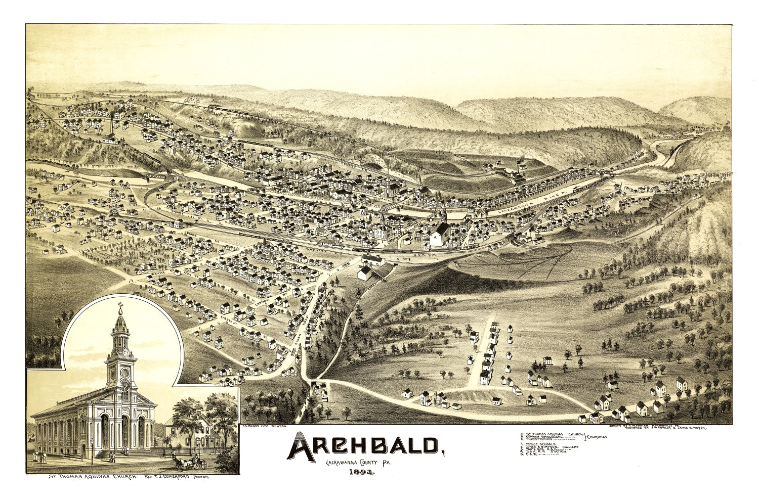 Vintage Map of Archbald, Pennsylvania 1892