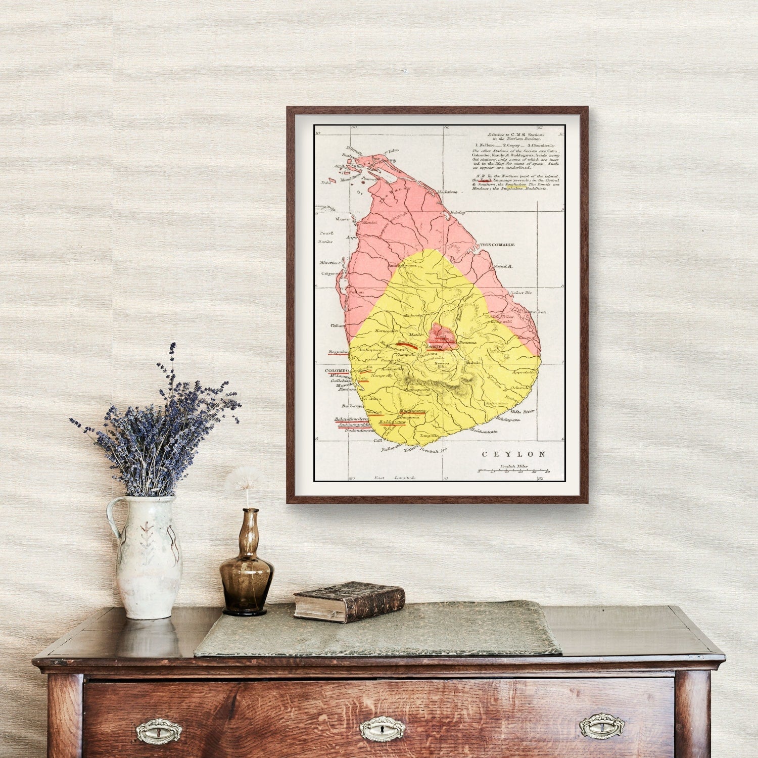 Vintage Map of Sri Lanka 1862